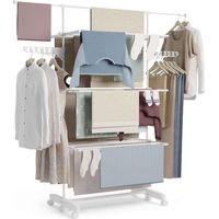 Newlux Tendedero Vertical Blanco Fold Care V60 XXL Plegable y Extensible con Ruedas (18-21M para tender). Ideal como perchero