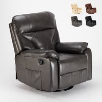 Le Roi Du Relax – Fauteuil relax inclinable à bascule et pivotant en similicuir antibactérien – Rotation 360° – Largeur d'assise 90 cm – Confort maximal