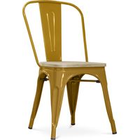 Chaise de salle à manger - Design industriel - Acier et bois - Nouvelle édition - Stylix Doré