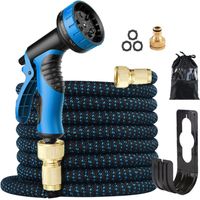 Tuyau d'arrosage extensible 30 m - Avec buse de tuyau à 10 fonctions - Extra résistant - Avec accessoires en aluminium massif 3/4" - Pour l'extérieur