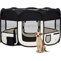 Vidaxl – Enclos pliable pour chien 145x145x61 cm – Structure en acier robuste – Sac de transport inclus – Filets latéraux pour circulation d'air