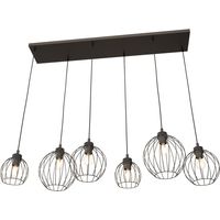 Suspension loft noire 6 globes E27 réglable Emibig