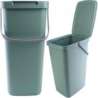KADAX Poubelle avec couvercle et poignée, poubelle en plastique, pour le tri des déchets, rectangulaire, avec couvercle à charnière (vert, 20 l)