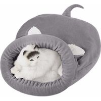 Semi-enclosed Foldable Portable Winter Cat Sleeping Bag (Grey)