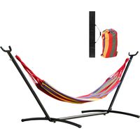 Amaca da Giardino Autoportante con Struttura in Acciaio e Cotone Multicolor, Custodia Inclusa