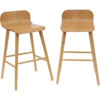 sweeek - 2er-Set skandinavische Barhocker aus Heveaholz