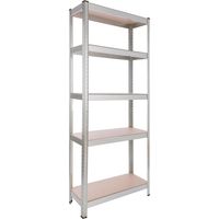 Arebos – Rayonnage lourd 180 x 75 x 30 cm – Charge 350 kg – 5 étagères réglables en hauteur – Système d'emboîtement sans outils – Métal galvanisé
