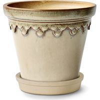 YOSE LIFE Pot de Fleurs, Pot en Terre Cuite, Jardinières en céramique diamètre 20 cm, Pot Blanc, Fait Main, résistant au Gel