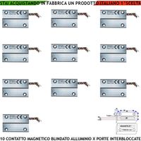 Contatto Magnetico Blindato Porta Ferro Interbloccata Posizione Aperta o Chiusa 10 Pezzi Sensore Reed Antifurto Campo 20 mm 5 Fili 3 Scambio C.NC.NA 2 Tamper Max 30 V 10 W Fissaggio Tramite Fori IP65