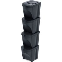Keden Set de 4 cubos de basura KEDEN SORTIBOX papelera reciclaje, antracita ECO, volumen 4x25L