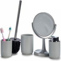 Set regalo con spazzolino da WC, specchio, tazza e portasapone, accessori da bagno.