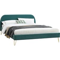 Lit velours Phoenix pied épingle laiton