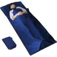 Drap de Sac de Couchage 100% Coton 95x220cm Sac à Viande de Couchage Ultra Léger et Doux avec Fermeture Éclair, Antibactérien, Draps de Voyage 190x220cm pour Camping, Randonnée, Hôtel