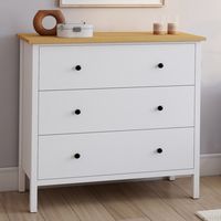 Arcón ACHILLE 3 cajones 80 cm tapa madera blanca