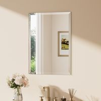 Keonjinn Badspiegel Facettenschliff, 55x75cm Bad Spiegel mit Gehärtetes Glas und Splitterschutzfolie,Rahmenloser Badezimmerspiegel, Rechteckiger Wandspiegel Vertikal Horizontal Möglich, für Garderobe