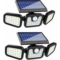 Luci solari da esterno (confezione da 2), 74 LED, impermeabili IP65, illuminazione grandangolare a 360°, luce solare con sensore di movimento, per giardino e ingresso