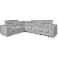 Mobilier Deco – Canapé d’angle convertible réversible en tissu velours gris clair – Confort pour 6 personnes – Design contemporain et chic