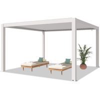 PRIMEYARD Pergola 4x4 m poteaux en aluminium blancs avec lames orientables en aluminium pavillon