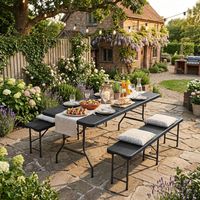 Table de pique-nique pliante - Banc monobloc - Résistante aux UV et à l'eau - Montage sans outil - Convient pour les jardins, le camping, les terrasses, les plages et plus encore.