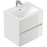 Badmöbel Taifun und Waschtisch 60cm 2 Greifraum SoftClose Auszüge weiß Hgl