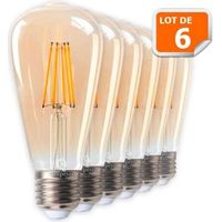 Lampesecoenergie – 6er-Pack Vintage-LED-Lampen in Tropfenform ST64 7W, warmweiß, E27 – COB-Technologie – Sofortstart – 15.000 Stunden Lebensdauer
