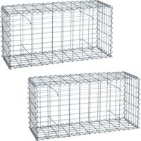 Estexo – Gabion en pierre 2x 100x50x30 cm – Mur écran d’intimité en treillis métallique galvanisé – Remplissage avec gravier ou galets