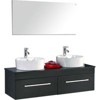 Meuble de Salle de Bain noir 150 cm Lavabo inclus – Carrie