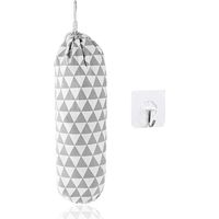Organisateur de sacs en coton et chanvre - Sac pour plastique de 57×21cm avec accès élastique - Gris