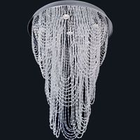 Lampada da soffitto de luisa 6xgu10 h.90xd.60cm cristalli e foglia cromata nichelata