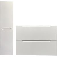 Mobile lavabo singolo sospeso con colonna 80 cm Bianco - STEFANIE