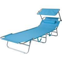 SoBuy Outdoor Garden Beach Folding Chair Sun Lounger with Adjustable Sun Shade and Backrest,Blue,OGS48-B
