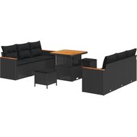 Garden Sofa Set 9 pcs Black Poly Rattan vidaXL