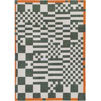 Tapis de salon Chess Craft Collection 80x150 cm - Deep Green - Motif Damier Déconstruit, Graphisme Audacieux, Couleurs Vives pour Esthétique Intrigante