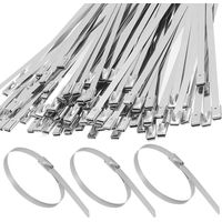 200 pezzi fascette autobloccanti in acciaio inossidabile, fascette metalliche, fascette per cavi, fascette per tubi (4,6400 mm, argento)