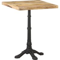 Vidaxl – Table de bistro 60x60x77 cm – Bois de manguier brut – Finition naturelle – Base en fonte pour stabilité – Unique et durable