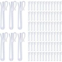 BUNTHAUS PA Confezione da 80 ganci per tende in plastica, ganci regolabili per pieghe, sistema a cricchetto per tende da finestra, porta e doccia (85 mm/3,35 pollici)