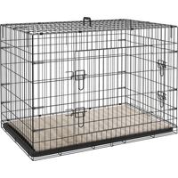 Pawhut – Cage pour chien pliable avec poignée – Bac ABS amovible pour nettoyage facile – Coussin inclus – 105 x 70 x 75 cm – Noir