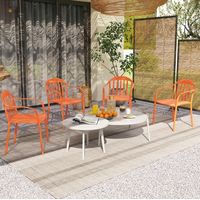 chaise jardin fauteuil salon empilable plastique rouge OKMYHOME