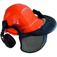 Blinky Jac Schutzhelm mit Kopfhörern und orangefarbenem Visier