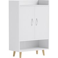 AMXCNOY Meuble à chaussures, étagère à chaussures avec portes et étagères, pour 12 chaussures, commode à chaussures moderne, rangements à chaussures pour couloir et entrée, bois massif, 60 x 30 x 92 c
