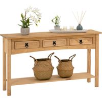 Table console en pin massif – Style mexicain naturel – 3 tiroirs de rangement – Dimensions 73 x 126 x 35 cm (H x L x P) – Caro-Möbel