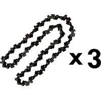 Gt Garden – Lot de 3 chaînes 40 maillons 3/8" pour tronçonneuse élagueuse – Largeur de jauge 1.3mm – Adaptées pour guide 10 pouces