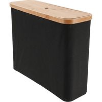 Boite de rangement a papier wc tissu polyester / couvercle bambou - noir - Tendance