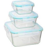 Set 3 contenitori in vetro con coperchio