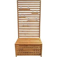 Cassa da giardino con ripiani - Divit GR1 - Legno di abete - Panchina integrata - 80×40×170 cm