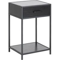 Seaford Nachttisch, schwarz, mit Schublade, modernes MDF-Metall
