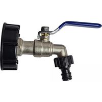 Conector S60x6 con válvula de latón para tanque IBC, mango azul