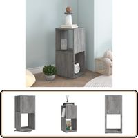 Armoire rotative Gris béton 34,5x34,5x75,5 cm bois d'ingénierie - Bibliothèque Tournante - Bibliothèque Rotative - Étagère Pivotante - Rangement Mural - Meubles Gris