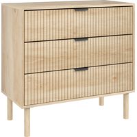 HOMCOM cómoda de dormitorio estilo nórdico con cajones amplios paneles acanalados y tiradores metálicos para salón pasillo 80x40x77,5 cm roble