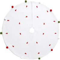 Aiperq Christmas tree skirt 48 inches white red and green embellished Christmas tree skirt suitable for Christmas party home decoration